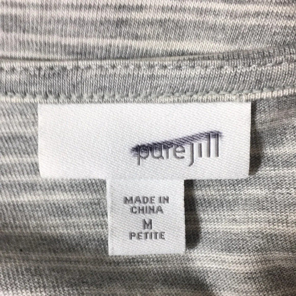 Pure J Jill Gray‎ Heather Striped Tunic Shirt Womens Medium Petite Half Sleeve - Picture 5 of 10